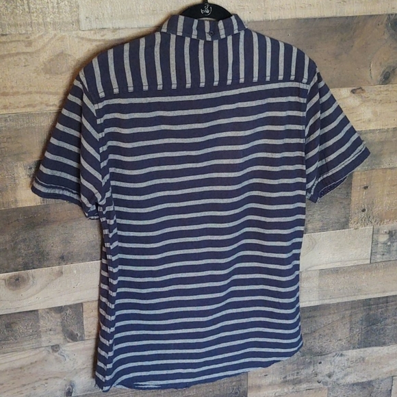 Hudson and Barrow Striped Short sleeve Button down shirt sz Lg men's - Picture 4 of 6
